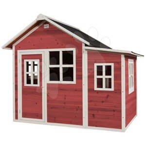 Házikó cédrusból Loft 150 Red Exit Toys tágas vízhatlan tetővel piros