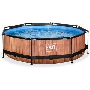 Medence szűrős szivattyúva Wood pool Exit Toys kerek acél medencekeret 300*76 cm barna 6 évtől
