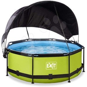Medence napellenzővel és szivattyúval Lime pool Exit Toys kerek acél medencekeret 244*76 cm zöld 6 évtől