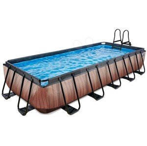 Medence homokszűrős vízforgatóval Wood pool Exit Toys acél medencekeret 540*250*100 cm barna 6 évtől