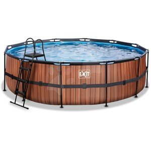 Medence vízforgatóval  Wood pool Exit Toys kerek acél medencekeret 488*122 cm barna 6 évtől