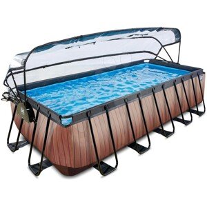 Medence búrával és homokszűrős vízforgatóval Wood pool Exit Toys acél medencekeret 540*250*122 cm barna 6 évtől