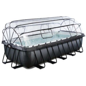 Medence búrával és homokszűrős vízforgatóval Black Leather pool Exit Toys acél medencekeret 540*250*122 cm fekete 6 évtől