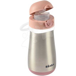 Ivó palack bidon duplafalú Stainless Steel Bottle Beaba Old Pink 350ml rózsaszín rozsdamentes acélból 18 hó-tól BE913522