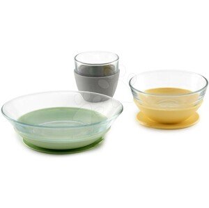 Étkészlet üvegből Duralex Yellow Glass Meal Beaba kiváló minőségű temperált anyagból 36 hó-tól