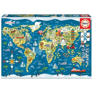 Puzzle World Map Sean Sims Educa 200 darabos