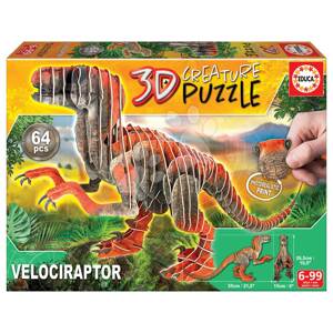 Puzzle dinoszaurusz Velociraptor 3D Creature Educa hossza 55 cm 64 darabos