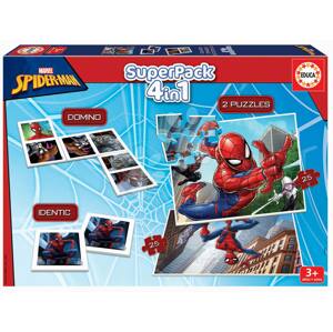 Superpack 4in1 Spider-man Educa domino pexeso és 2 puzzle 25 darabos