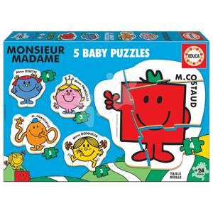 Puzzle legkisebbeknek Baby Puzzles Monsieur Madame Educa 5-ábrával 24 hó-tól