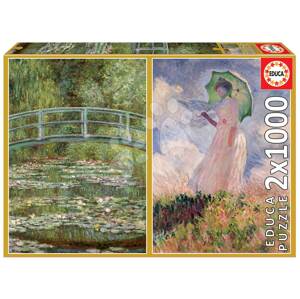 Puzzle Claude Monet - The Water-Lily Pond - Woman with Parasol Turned to the Left Educa 2x1000 darabos és Fix ragasztó