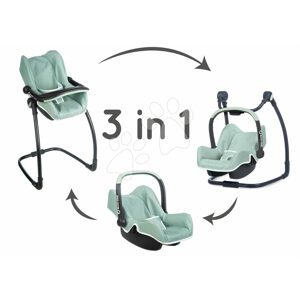 Etetőszék autósülés és hinta Maxi Cosi Seat+High Chair Sage Smoby 3-as kombináció biztonságiövvel olivazöld