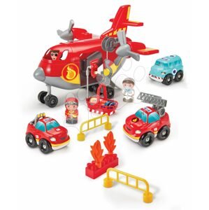 Építőjáték tűzoltók repülőgéppel Abrick Fireman Cargo Plane Écoiffier 4 figura és 3 jármű 18 hó-tól