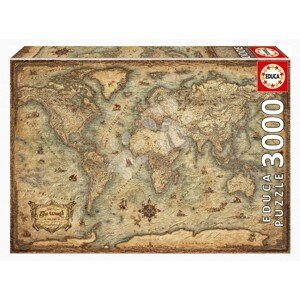 Puzzle Map of the World Educa 3000 darabos és Fix ragasztó EDU19567