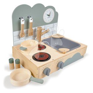 Fa játékkonyha Small Table Kitchen Eichhorn hordozható hanggal és 6 kiegészítő 3 évtől