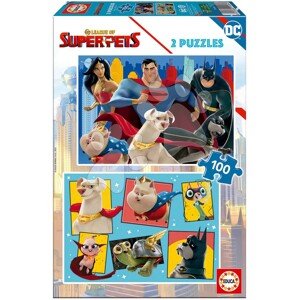 Puzzle DC League of Superpets Educa 2x100 darabos 4 évtől