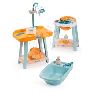 Babagondozó szett játékbabának Nursery 3in1 Écoiffier pelenkázó asztal etetőszék és kiskád bilivel 18 hó-tól