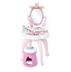 Pipere asztal Disney Princess 2in1 Hairdresser Smoby kisszékkel és 10 kiegészítővel szépítkezéshez 94 cm magas SM320250