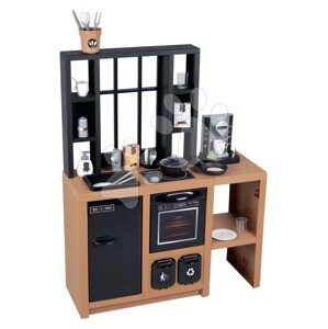 Modern játékkonyha Loft Industrial Kitchen Smoby kávéfőzővel működő készülékekkel és 32 kiegészítővel 50 cm munkafelület SM312600