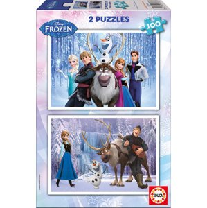 Puzzle gyerekeknek Frozen - Jégvarázs Educa 2x100 db 15767 lila