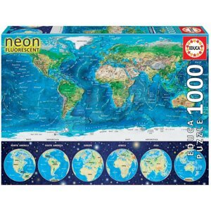 Educa puzzle Neon World map 1000 db 16760