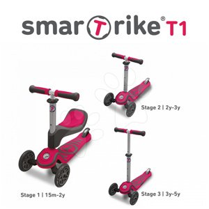 smarTrike roller és bébitaxi T1 2020200 szürke-rózsaszín
