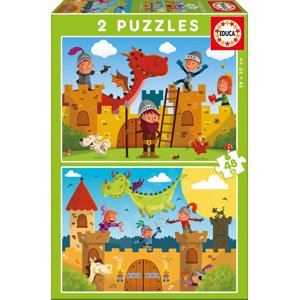 Educa gyerek puzzle Sárkány és Lovag 2x48 részes 17151