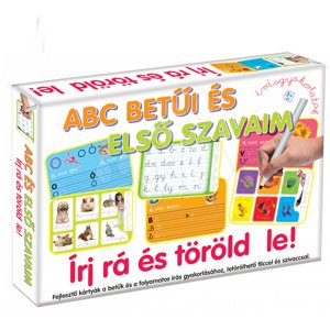 Készségfejlesztő játék Betűk ABC és első szavak-írj rá és töröld le Dohány (nyelvek SR, CR, HU, RO) 3 évtől